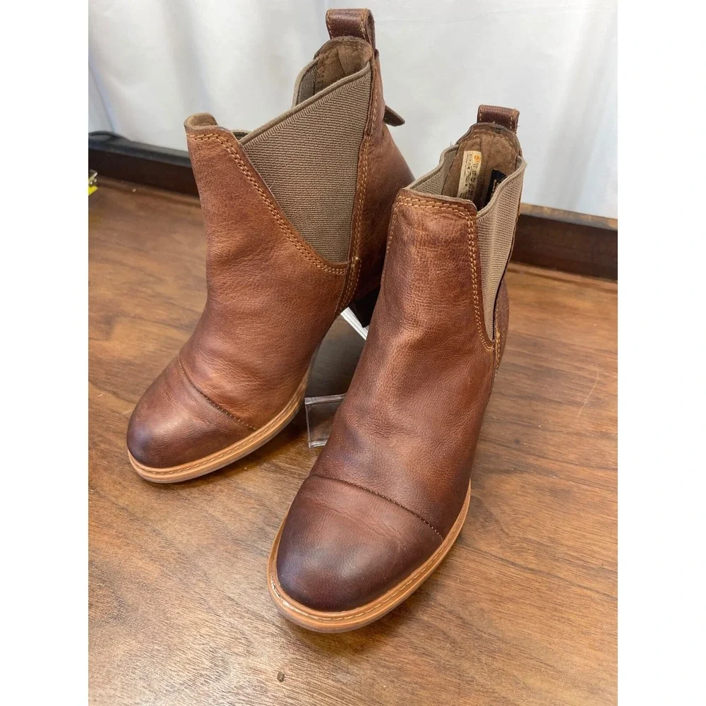 TIMBERLAND Sz 5.5 Sutherlin Bay Brown Leather Stretch Chelsea Ankle Boot